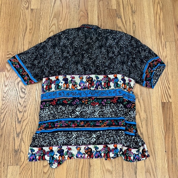 Vintage 80s90s PLATINUM Dorothy Schoelen Artsy Blouse/Top~Chunky Buttons~sz S - Picture 6 of 8